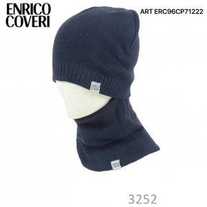 SET CAPPELLO E SCALDACOLLO ENRICO COVERI BLU CON LOGO