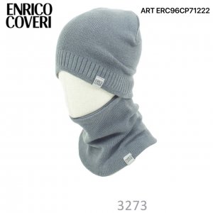 SET CAPPELLO E SCALDACOLLO ENRICO COVERI GRIGIO CON LOGO